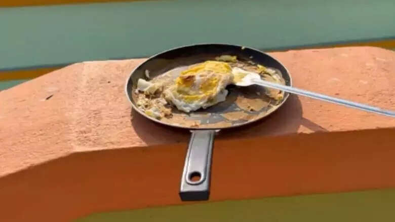 வெயில் வெப்பத்தில் ஆம்லெட்… வைரல் வீடியோ!!