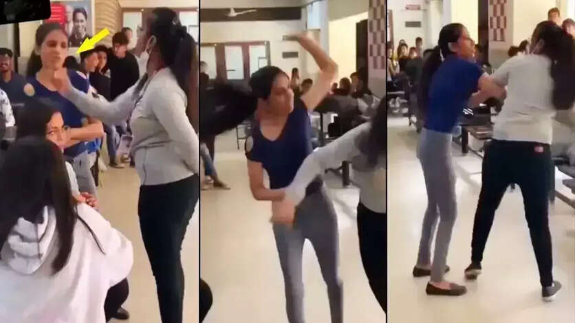 பிரபல கல்லூரி மாணவிகள் கேண்டீனில் மோதி கொள்ளும் வீடியோ வைரல்..!!