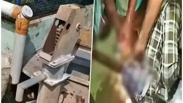 அதிவேகமாக இருசக்கர வாகனத்தில் வந்த இளைஞரின் வயிற்றில் சிக்கிய அடிபம்ப் கைப்பிடி..!!