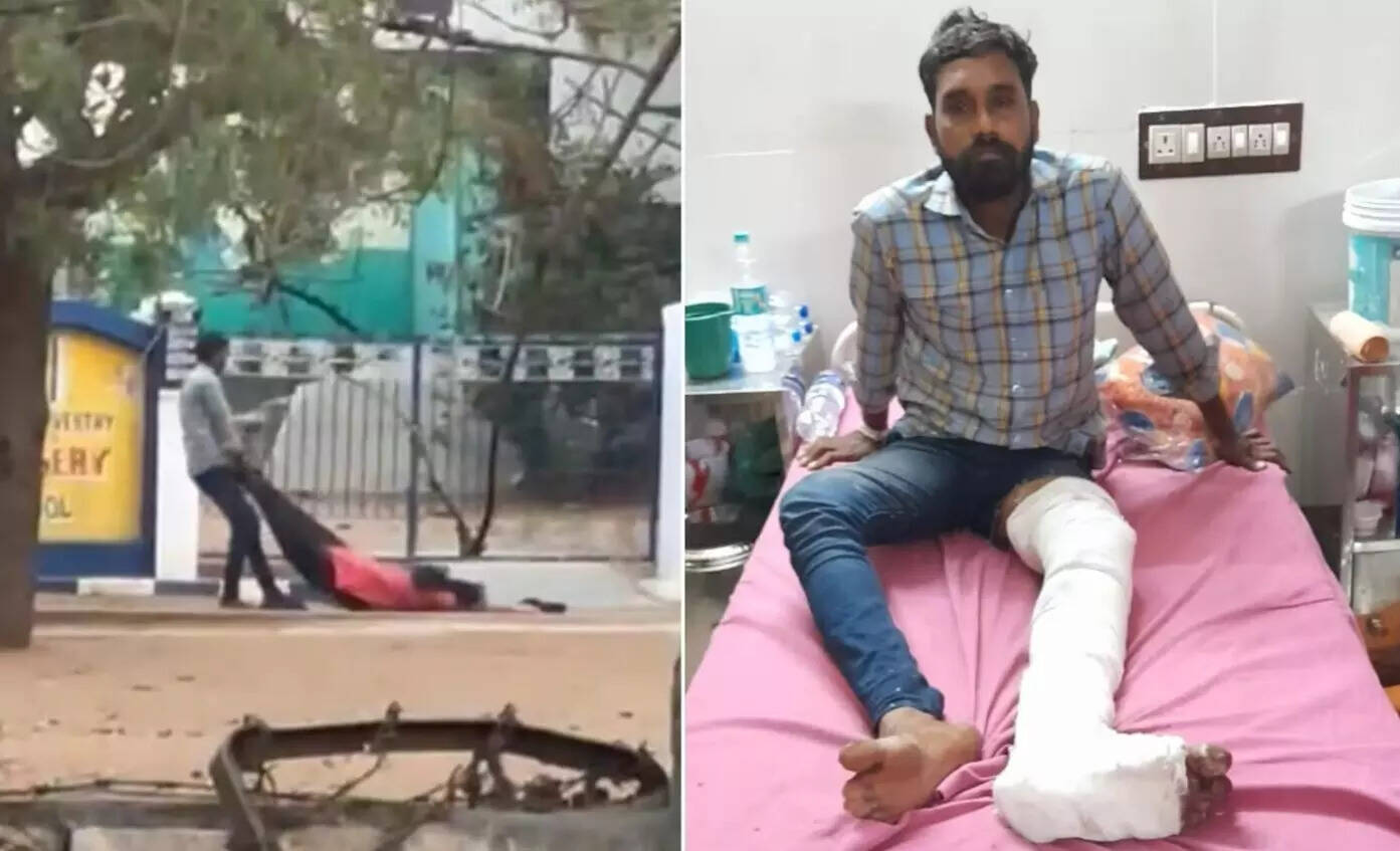 பெண்ணை சாலையில் தரதரவென இழுத்துச் சென்ற இளைஞர்!!