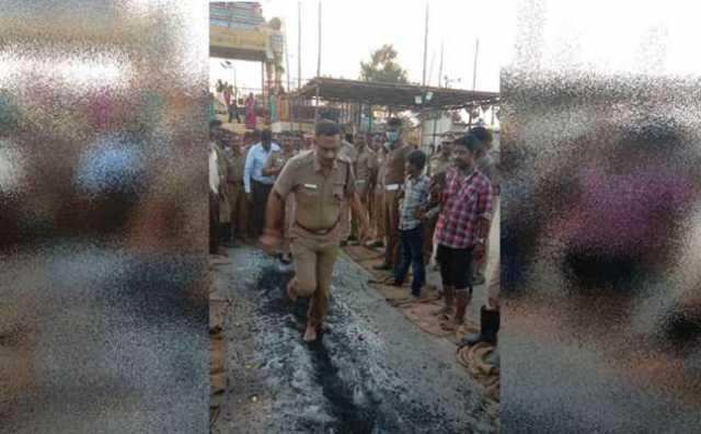 சீருடையுடன் தீ மிதித்த காவல் கண்காணிப்பாளர்!