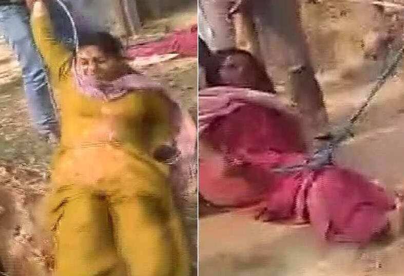 நடுரோட்டில் இழுத்து செல்லப்பட்ட ஆசிரியை! வைரலாகும் வீடியோ!