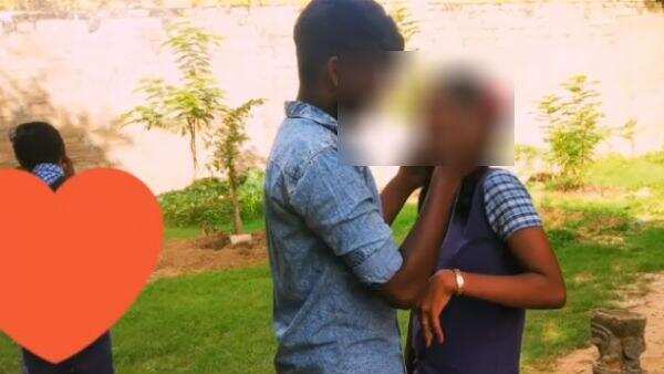 பல பேர்  முன்னாடி மாணவன் செஞ்ச வேலை!! வெட்கத்தில் தலை குனிந்த மாணவி!