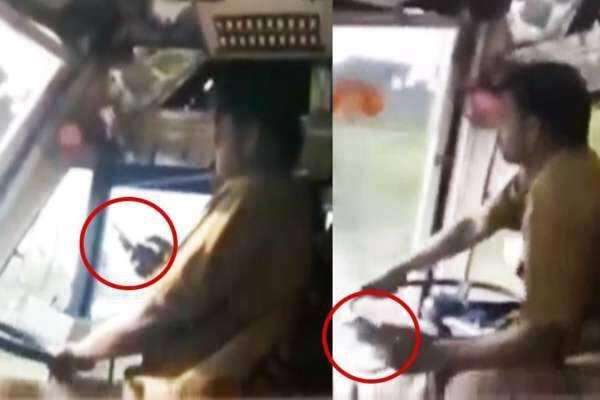 பேருந்து ஓட்டிக் கொண்டே பேஸ்புக் பார்த்த டிரைவர்! வைரலாகும் வீடியோ!!