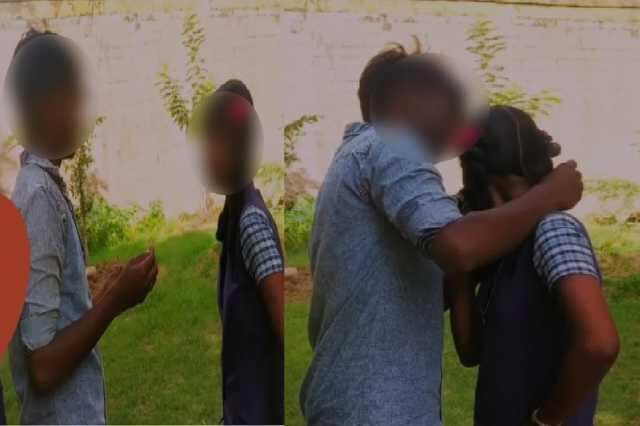 பல பேர்  முன்னாடி மாணவன் செஞ்ச வேலை!! வெட்கத்தில் தலை குனிந்த மாணவி!