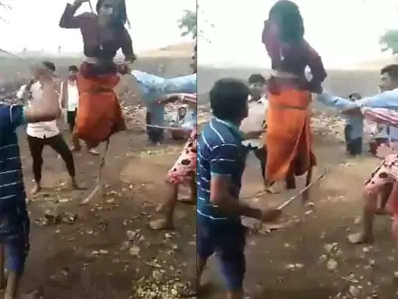 மனிதாபிமானம் எங்கே? பெற்ற மகளை அந்தரத்தில் தொங்கவிட்டு அடித்த தந்தை..!!