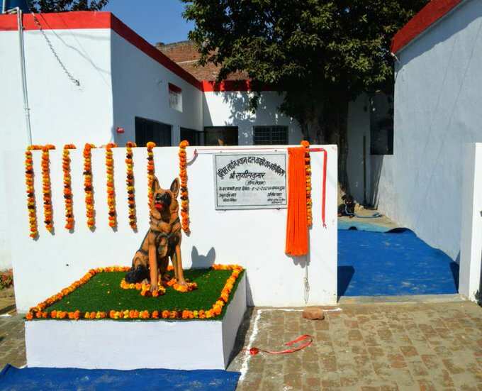 நெகிழ்ச்சி சம்பவம்! மோப்ப நாய்க்கு சிலை வைத்த போலீஸ்!!