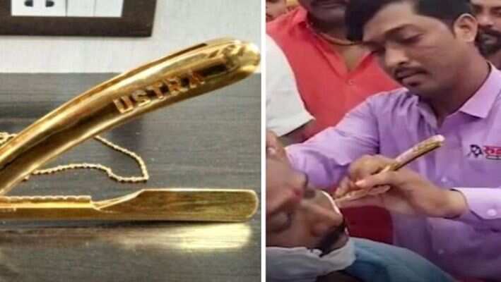 தங்க ரேசரில் முகசவரம்! அசத்தும் முடிதிருத்தும் தொழிலாளி!