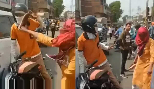 தவறு செய்துவிட்டு உணவு டெலிவரி ஊழியரை செருப்பால் அடித்த பெண் ! பகீர் வீடியோ !