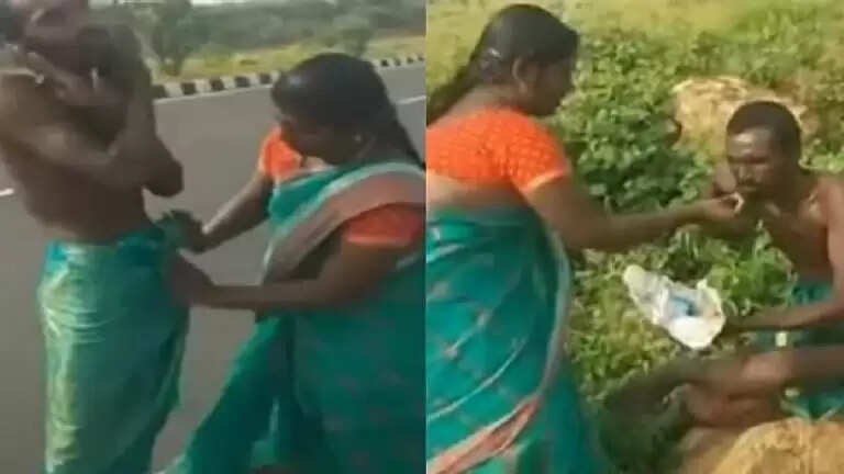 சாலையில் நிர்வாணமாகத் சுற்றி திரிந்த நபர்.. ஆடை உடுத்தி உணவு ஊட்டிய பெண்! குவியும் பாராட்டு..!
