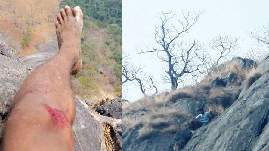 மலை இடுக்கில் 41 மணி நேரமாக சிக்கித்தவிக்கும் இளைஞர்!!