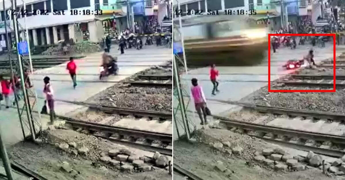 மின்னல் வேகத்தில் வந்த ராஜதானி.. மயிரிழையில் உயிர் தப்பிய நபர்..! மின்னல் வேகத்தில் வந்த ராஜதானி.. மயிரிழையில் உயிர் தப்பிய நபர்..!