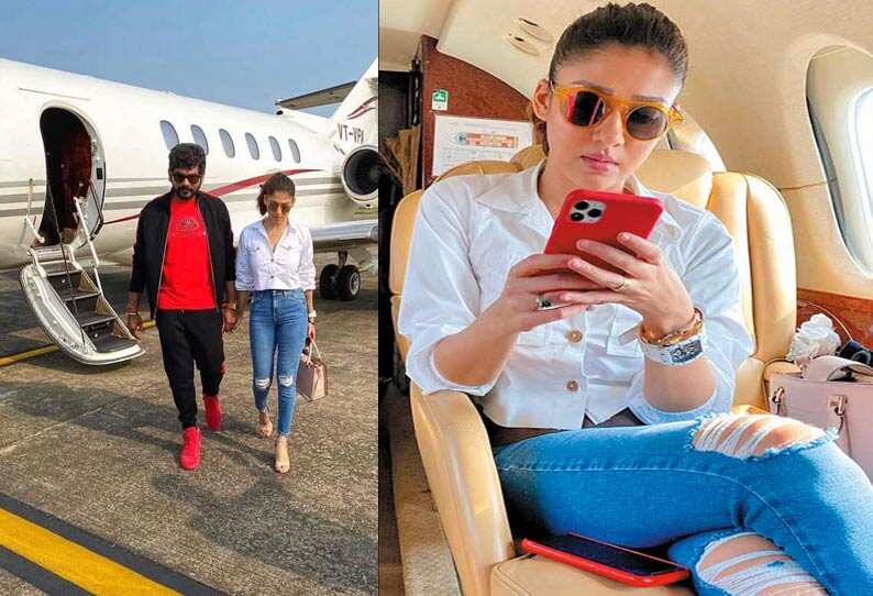 நயன்தாரா விக்னேஷ்சிவன் விஷூ கொண்டாட்டம்! தனி விமானத்தில் ஜோடியாக கிளம்பினார்!