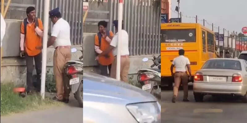 தட்டிக்கேட்ட ஸ்விகி ஊழியரை தாக்கிய போலீஸ் பணியிடமாற்றம்!!