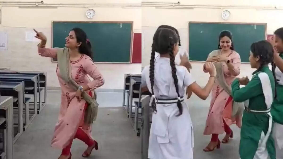 வைரல் வீடியோ! மாணவிகளுடன் அரசுப்பள்ளி ஆசிரியர் உற்சாக நடனம்!!