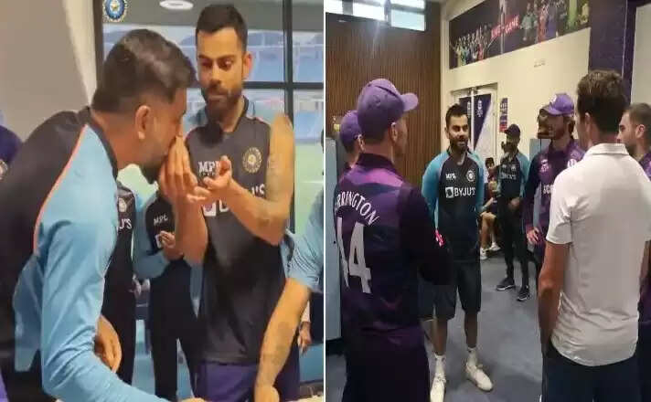 விராட் கோலி பிறந்தநாள் கொண்டாட்டம்.. தோனிக்கு தான் முதல் கேக்... வீடியோ !!