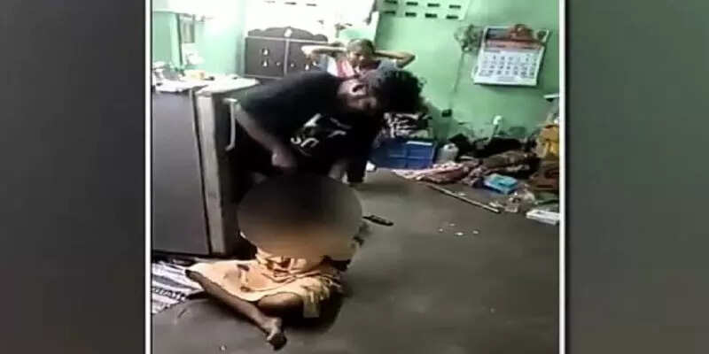 மனைவியின் கைகளை கட்டி தலை முடியை அறுத்த சைக்கோ கணவன்!!