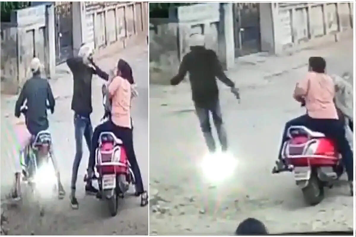 பட்டப்பகலில் பெண்ணிடம் துப்பாக்கியை காட்டி நகையை பறித்துச் சென்ற பைக் கொள்ளையர்; சிசிடிவி வீடியோ