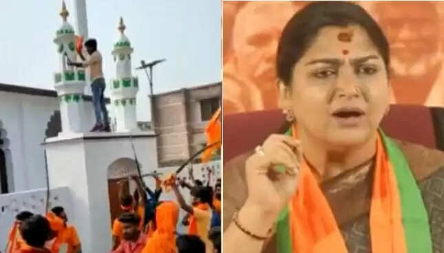 மசூதியில் காவிக்கொடி ஏற்றியதற்கு பாஜகவின் குஷ்பு கடும் கண்டனம்.. ஆனால் ?
