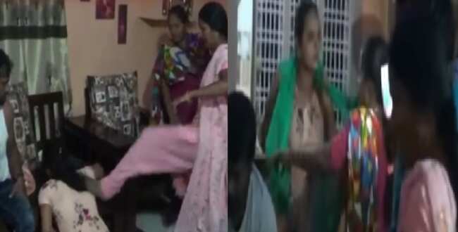 கள்ளக்காதலியுடன் தனிக்குடித்தனம்! நடுரோட்டில் கணவனை கிழித்து தொங்க விட்ட மனைவி!