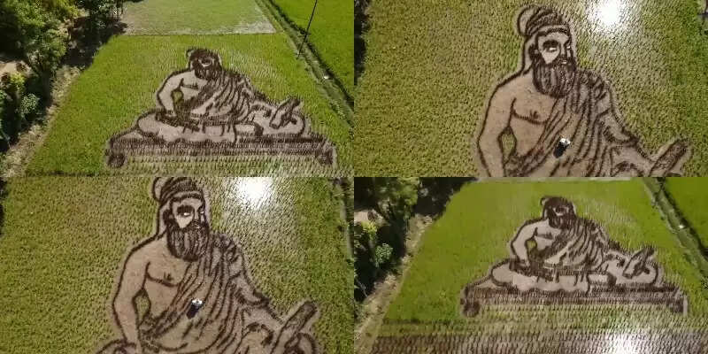 திருவள்ளுவர் வடிவில் நடவு நட்டு அசத்திய விவசாயி!!