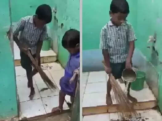 அதிர்ச்சி! பள்ளிக் குழந்தைகளை கழிவறை கழுவ வைத்த ஆசிரியை!!