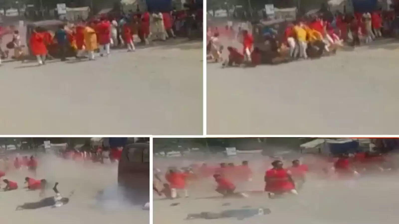 அதிவேகத்தில் மக்கள் மீது மோதி தூக்கி வீசிய கார்! பதைபதைக்கும் வீடியோ..!!