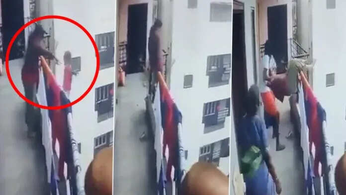பதற வைக்கும் வீடியோ..!! 4-வது மாடியில் இருந்து சிறுமியை கீழே தூக்கி வீசி கொன்ற கல்நெஞ்சம் கொண்ட தாய்..!!