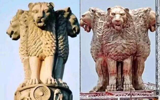 தேசிய சின்னம் அவமதிப்பா? - சர்ச்சைக்குள்ளான மோடி திறந்துவைத்த சிலை !