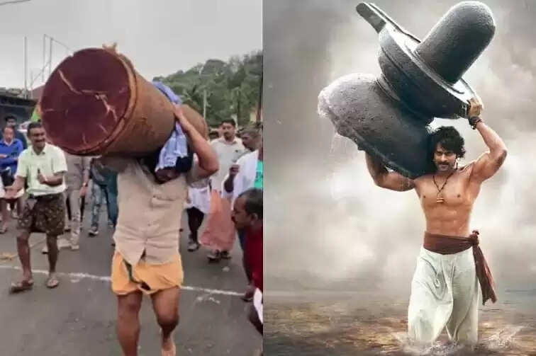 நிஜத்தில் ஒரு பாகுபலி..!! 300 கிலோ மரத்தை அசால்டாக தூக்கிய கேரள இளைஞர்..!!