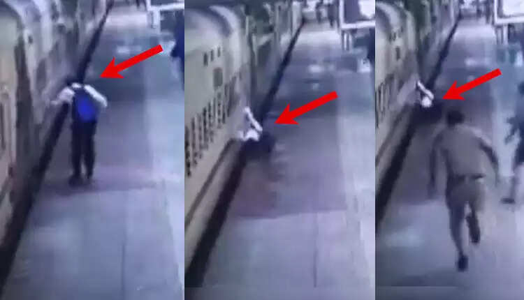 ஓடும் ரயிலில் ஏற முயன்ற பயணி... ஓடிச் சென்று காப்பாற்றிய ரயில்வே பாதுகாப்புப் படை வீரர்!