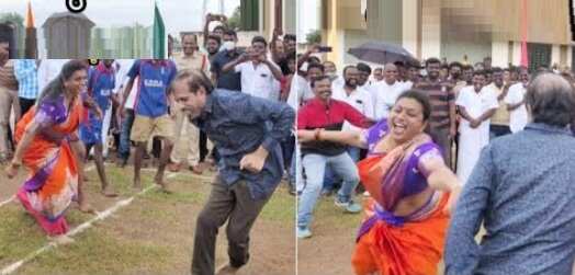 கணவருக்கு எதிராக மாணவர்களுடன் இணைந்து கபடி விளையாடிய நடிகை ரோஜா.. வைரல் வீடியோ !!