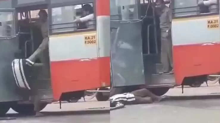 பயணியை காலால் நெஞ்சில் எட்டி உடைத்து கீழே தள்ளிய நடத்துநர்..! வைரலாகும் அரசு பேருந்து நடத்துநர் அட்டூழிய வீடியோ..!!
